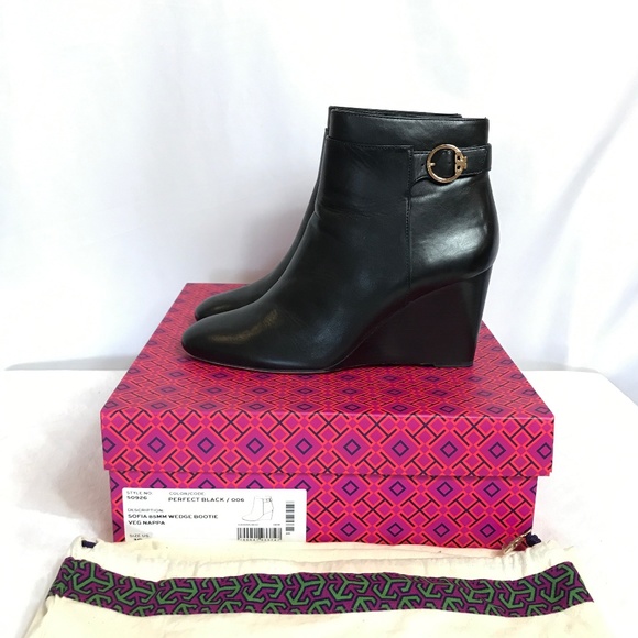 Tory Burch Shoes - Tory Burch Sofia Wedge Bootie Black